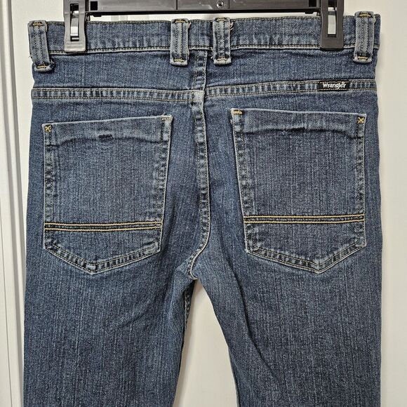 Wrangler Jeans Boys 16 Blue Denim Straight Leg Adjustable Waist Western VGUC - Picture 8 of 9